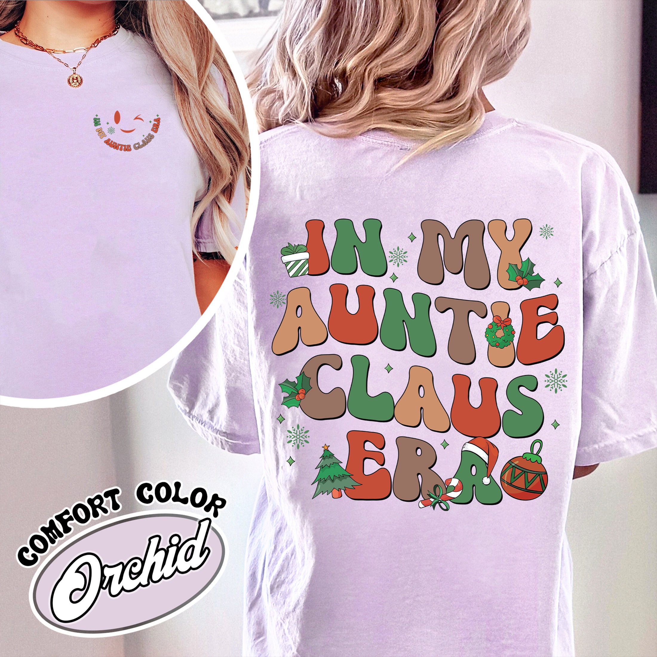 vintage t shirt in my auntie era christmas design comfort colors holiday theme for aunties b8sfn