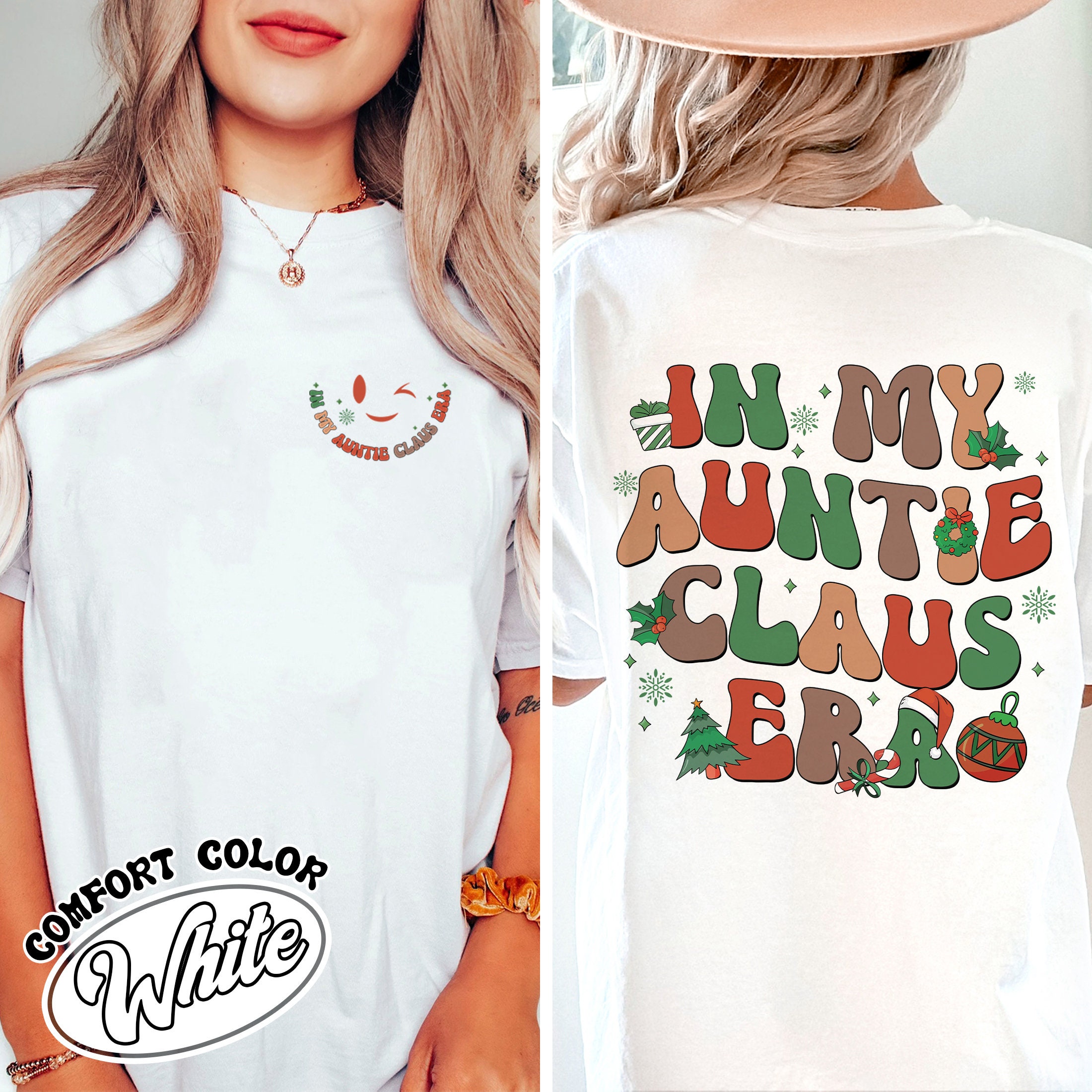 vintage t shirt in my auntie era christmas design comfort colors holiday theme for aunties fftcm