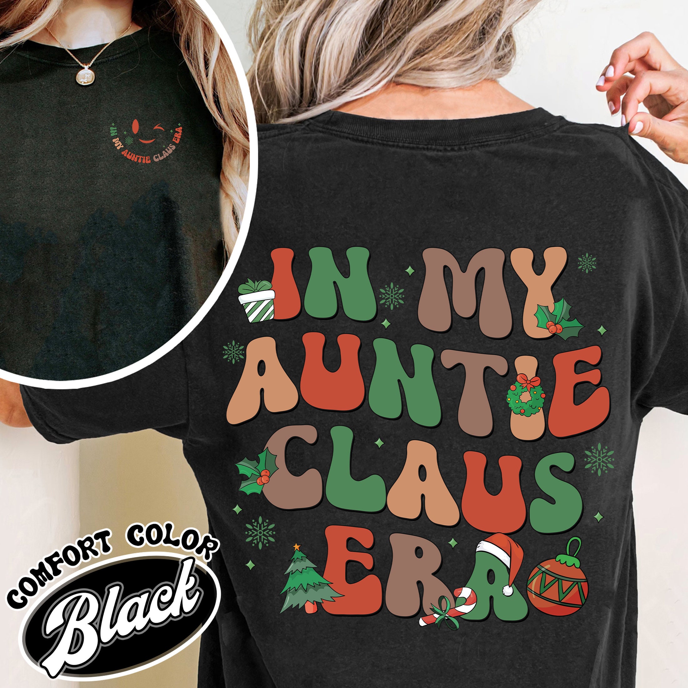 vintage t shirt in my auntie era christmas design comfort colors holiday theme for aunties qnwwo