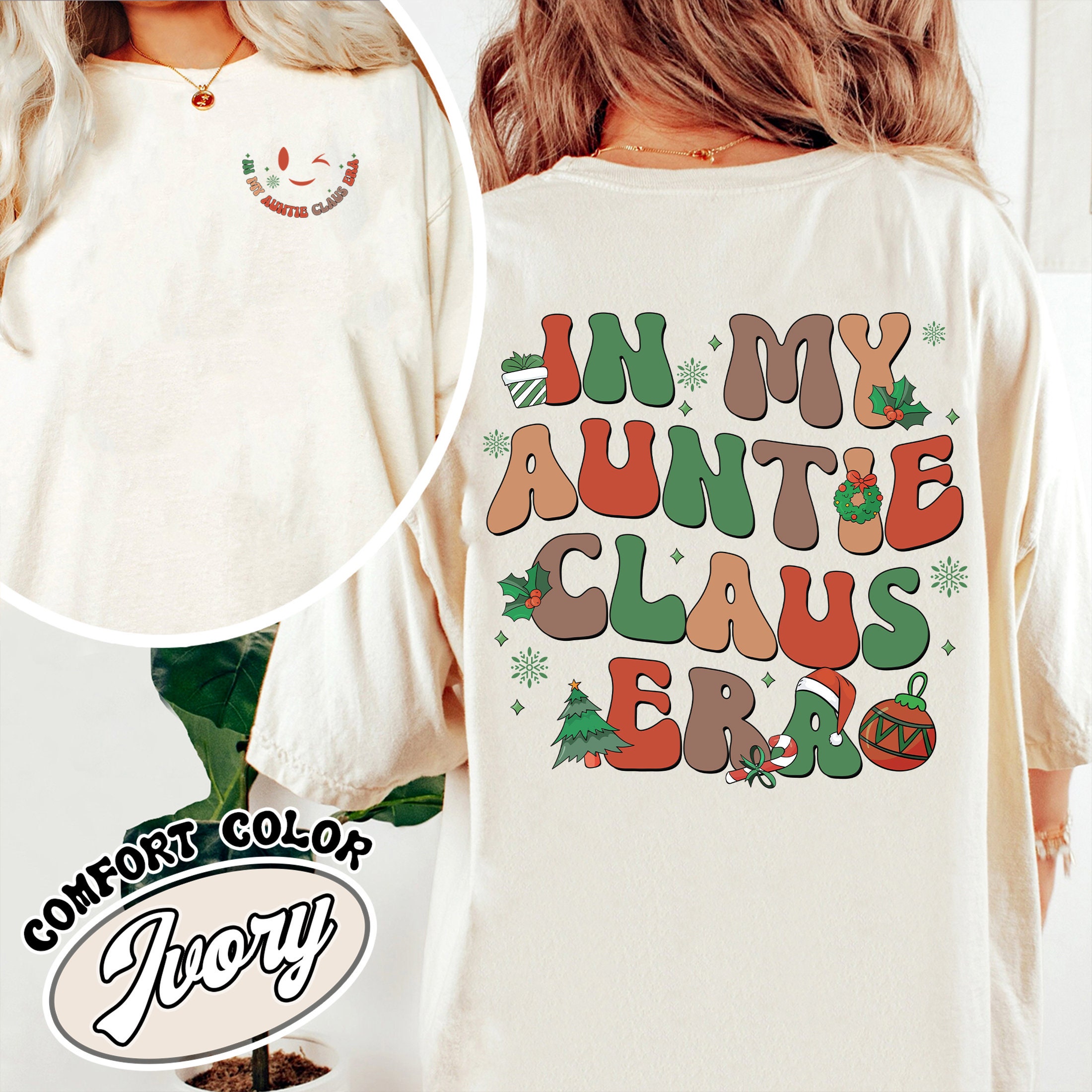 vintage t shirt in my auntie era christmas design comfort colors holiday theme for aunties ybsli