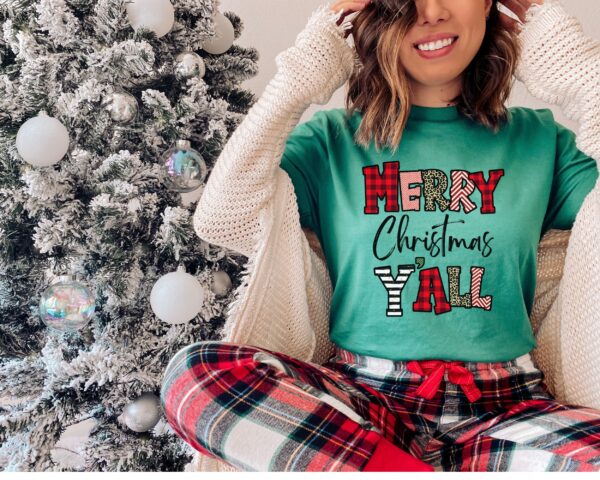 vintage t shirt leopard print merry christmas yall tee with holiday buffalo plaid and cheetah design for women r4wd8