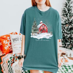 vintage t shirt let it snow farmhouse christmas t shirt rustic winter design for holiday celebrations and festive gatherings 7zecp