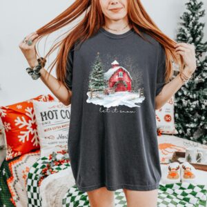 vintage t shirt let it snow farmhouse christmas t shirt rustic winter design for holiday celebrations and festive gatherings bakwj