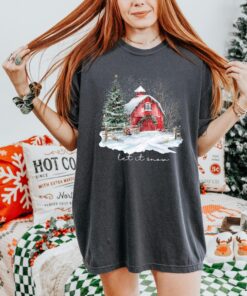 vintage t shirt let it snow farmhouse christmas t shirt rustic winter design for holiday celebrations and festive gatherings bakwj scaled