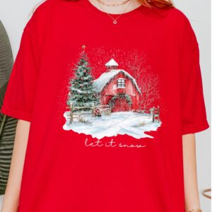 vintage t shirt let it snow farmhouse christmas t shirt rustic winter design for holiday celebrations and festive gatherings ib3vf