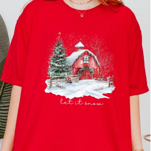 vintage t shirt let it snow farmhouse christmas t shirt rustic winter design for holiday celebrations and festive gatherings ib3vf scaled