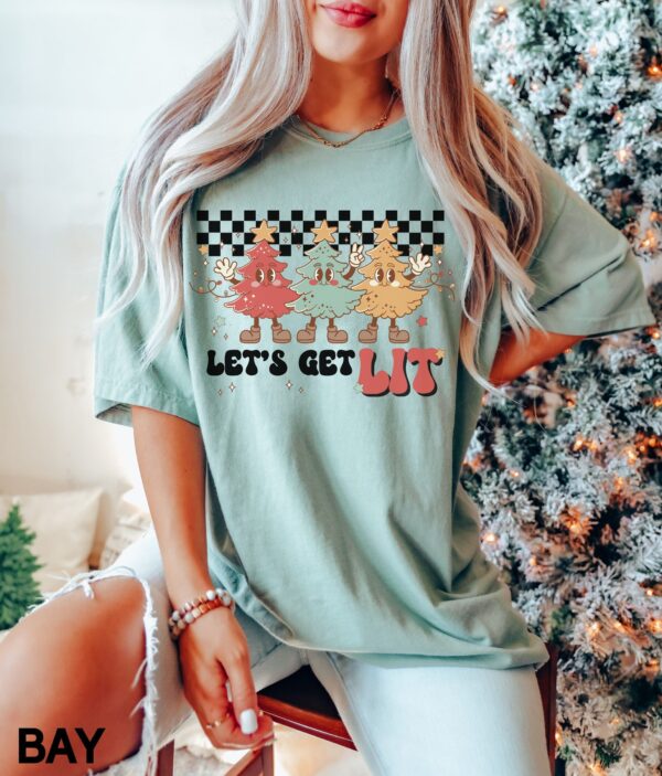 vintage t shirt lets get lit christmas design retro winter trees funny holiday apparel gmm72 scaled