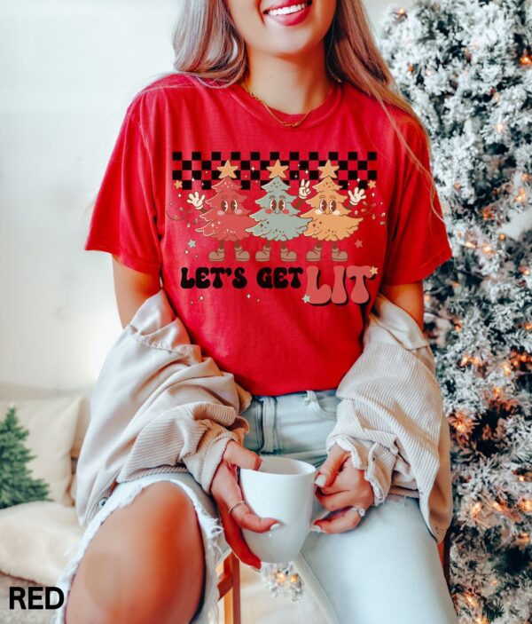 vintage t shirt lets get lit christmas design retro winter trees funny holiday apparel p2hxt scaled