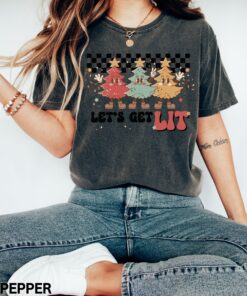 vintage t shirt lets get lit christmas design retro winter trees funny holiday apparel qgejs scaled