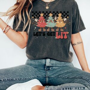 vintage t shirt lets get lit christmas design retro winter trees funny holiday apparel qgejs scaled