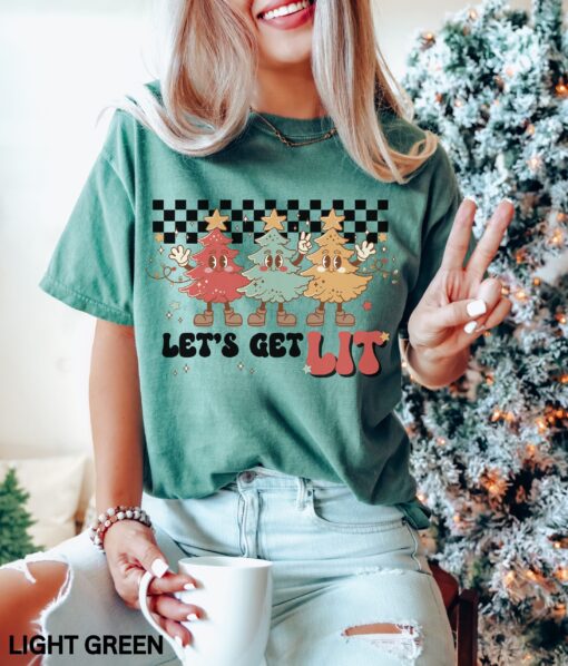 vintage t shirt lets get lit christmas design retro winter trees funny holiday apparel ulrkc scaled