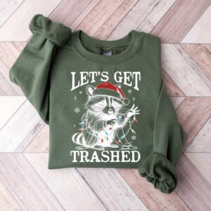 vintage t shirt lets get trashed raccoon shirt funny christmas meme design retro style for holiday celebrations co5zl