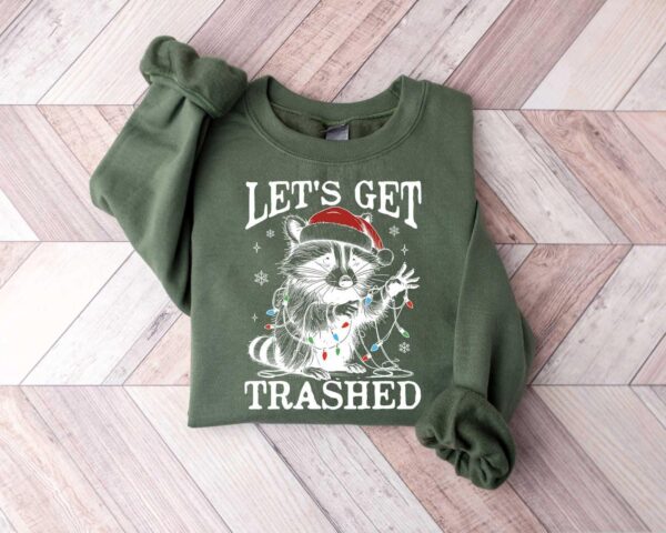 vintage t shirt lets get trashed raccoon shirt funny christmas meme design retro style for holiday celebrations co5zl