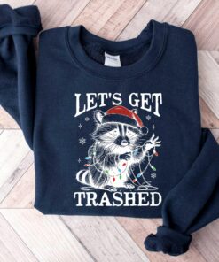 vintage t shirt lets get trashed raccoon shirt funny christmas meme design retro style for holiday celebrations mpzmb