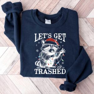 vintage t shirt lets get trashed raccoon shirt funny christmas meme design retro style for holiday celebrations mpzmb