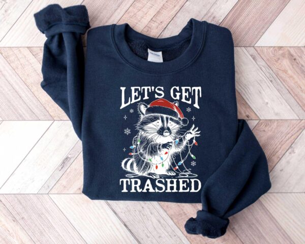 vintage t shirt lets get trashed raccoon shirt funny christmas meme design retro style for holiday celebrations mpzmb