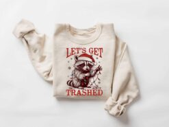 Vintage T Shirt Lets Get Trashed Raccoon Shirt Funny Christmas Meme Design Retro Style for Holiday Celebrations