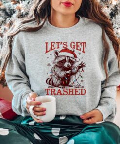 vintage t shirt lets get trashed raccoon shirt funny christmas meme design retro style for holiday celebrations y4fnr