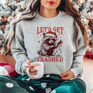 vintage t shirt lets get trashed raccoon shirt funny christmas meme design retro style for holiday celebrations y4fnr