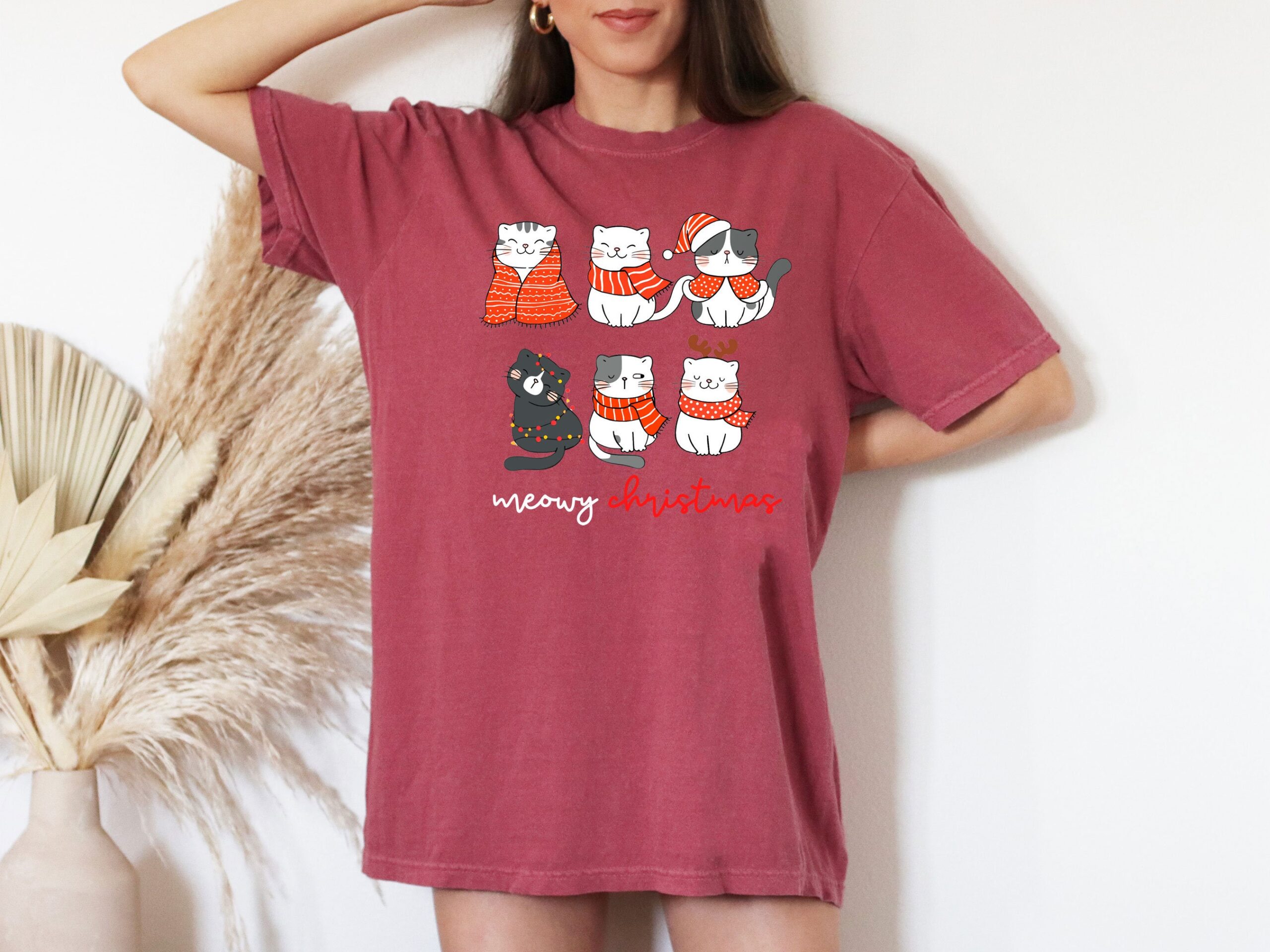 vintage t shirt meowy christmas cat shirt for cat lovers with funny christmas design in comfort colors jnihc scaled