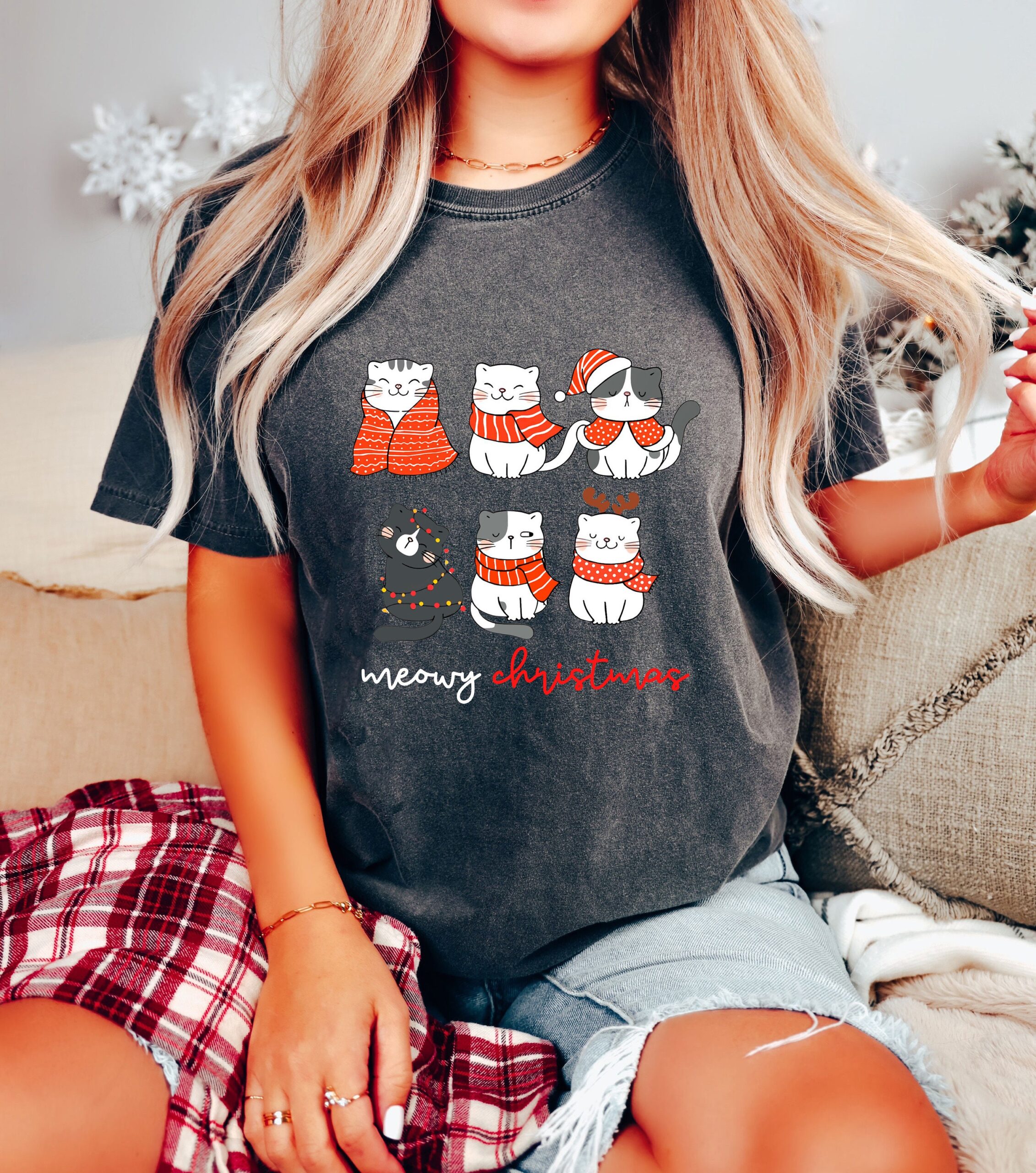 vintage t shirt meowy christmas cat shirt for cat lovers with funny christmas design in comfort colors yzsze scaled