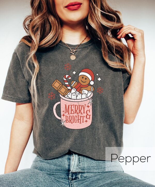 vintage t shirt merry and bright crewneck with funny christmas design gingerbread sweater for holiday celebrations