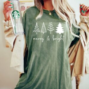 vintage t shirt merry and bright design with cute christmas tree for family gatherings and retro holiday celebrations xshqh scaled