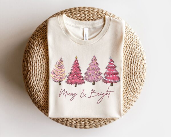 vintage t shirt merry and bright womens christmas tee in pink with holiday design for festive occasions ywdr3