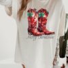 vintage t shirt merry christmas cowgirl boot graphic tee western style holiday shirt for ranch lovers 4abug