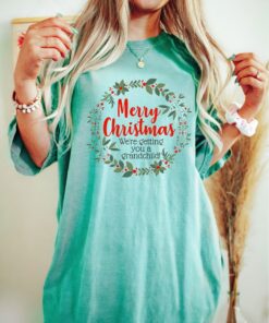 vintage t shirt merry christmas were getting you a grandchild pregnancy announcement tee cute xmas baby design a89e6 scaled