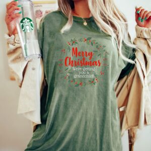 vintage t shirt merry christmas were getting you a grandchild pregnancy announcement tee cute xmas baby design g36n2 scaled