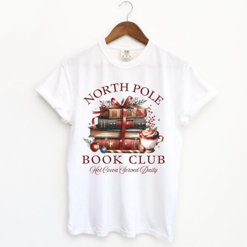 vintage t shirt north pole book club christmas t shirt bookish design for winter reading lovers and holiday enthusiasts fsgvt scaled