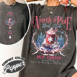 Vintage T Shirt North Pole Book Club Design for Christmas Book Lovers Featuring Fun Graphics for Librarians and Bookworms