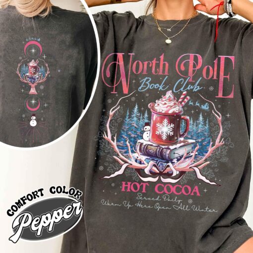 vintage t shirt north pole book club design for christmas book lovers featuring fun graphics for librarians and bookworms aef1u