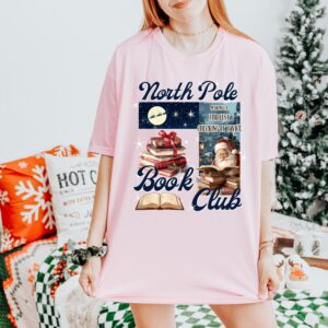 vintage t shirt north pole book club tee funny christmas design holiday reading apparel for book lovers 3uhg0