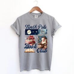 Vintage T Shirt North Pole Book Club Tee Funny Christmas Design Holiday Reading Apparel for Book Lovers