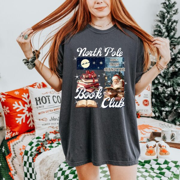 vintage t shirt north pole book club tee funny christmas design holiday reading apparel for book lovers quenx scaled