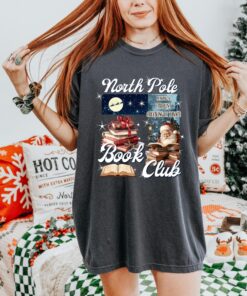 vintage t shirt north pole book club tee funny christmas design holiday reading apparel for book lovers quenx scaled