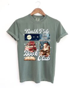 vintage t shirt north pole book club tee funny christmas design holiday reading apparel for book lovers zhirn scaled