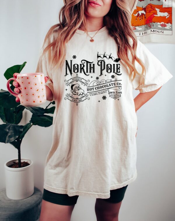 vintage t shirt north pole hot chocolate crewneck for christmas parties featuring santa design and polar express theme yfsqy scaled