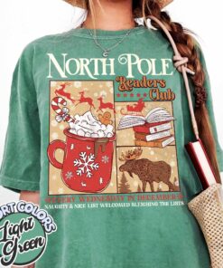 vintage t shirt north pole readers club tee bookish christmas design for book lovers and bookworms 2jz0b