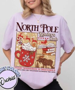 vintage t shirt north pole readers club tee bookish christmas design for book lovers and bookworms x1ke1