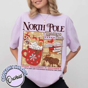 vintage t shirt north pole readers club tee bookish christmas design for book lovers and bookworms x1ke1