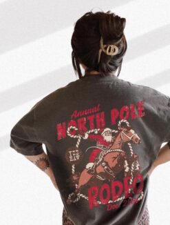 vintage t shirt north pole rodeo tee unisex cowboy santa claus design comfort colors for country christmas celebrations hfiym