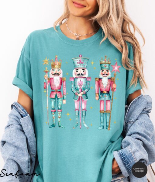 vintage t shirt nutcracker christmas shirt for women in pink funny holiday tee for christmas celebrations and festive occasions idltn scaled