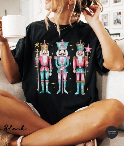 vintage t shirt nutcracker christmas shirt for women in pink funny holiday tee for christmas celebrations and festive occasions qfukr scaled