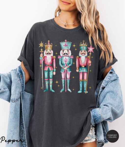 vintage t shirt nutcracker christmas shirt for women in pink funny holiday tee for christmas celebrations and festive occasions vtk0u scaled