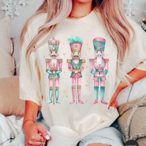 vintage t shirt nutcracker christmas shirt womens holiday apparel funny christmas shirt in pink for festive celebrations sansk scaled