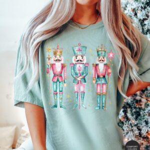 vintage t shirt nutcracker christmas shirt womens holiday tee soft pink xmas apparel for fun holiday celebrations jtxcy scaled