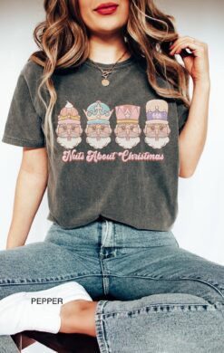Vintage T Shirt Nuts About Christmas Santa Design Retro Holiday Tee Oversized Comfort Colors T Shirt for Fun Christmas Celebrations